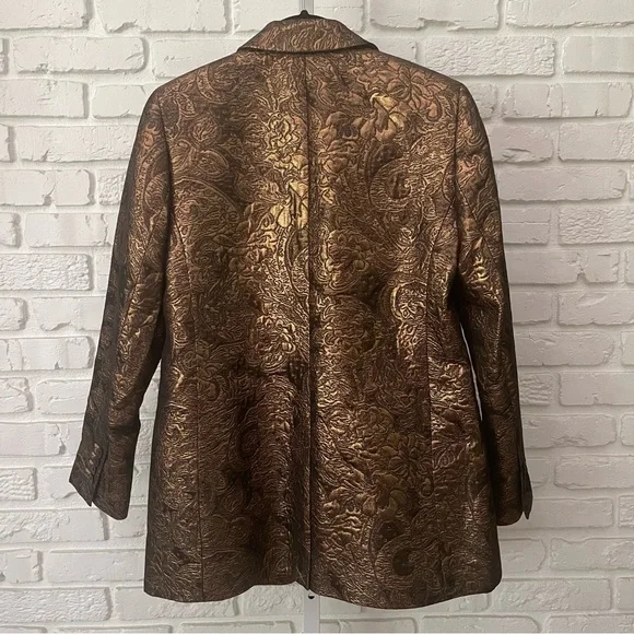 Metallic Brocade Blazer in Gold & Black – Express Size XS (NWT) - Picture 3 of 3